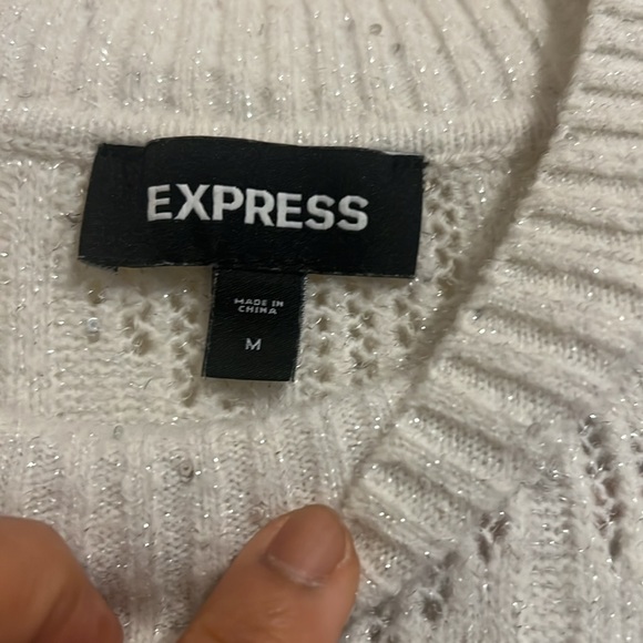 Express worn once holiday sweater. Size M. Sequence and silver - Picture 5 of 10